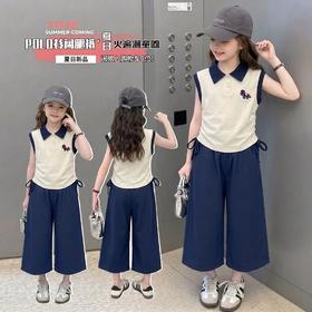【清爽显瘦❗️气质百搭】女童夏季套装纯棉儿童POLO衫阔腿裤宝宝衣服女孩两件套童装女大童。xd★深秘心选