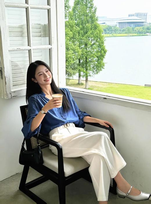 蚕丝棉民族刺绣克莱因蓝衬衫｜独一份的夏日高级感，巨显白！【下单7天内发货】 商品图7