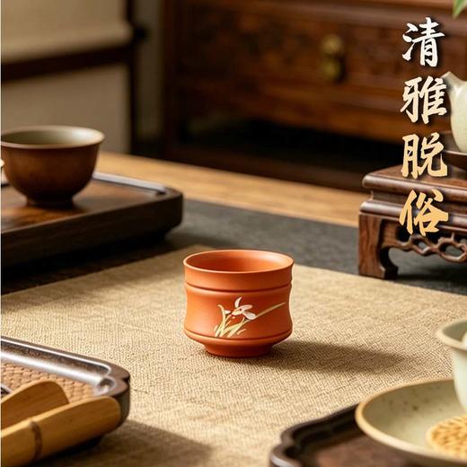 【天然泥料】陶壶客 建水紫陶全手工泥绘 红泥主人杯 55ml/个 泡茶香醇不夺茶香 商品图2