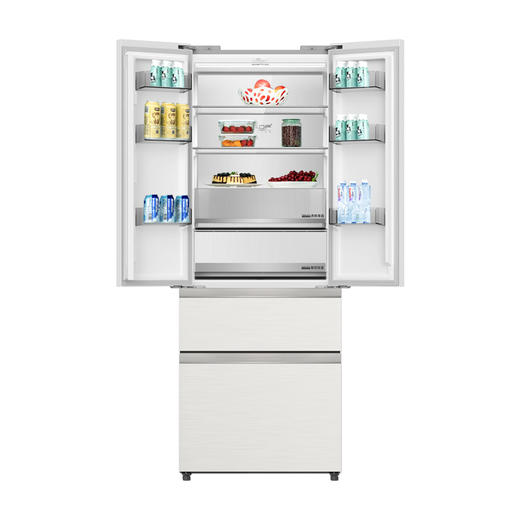 美菱 冰箱 BCD-420WFP9BZ 玉纱杏 420升 法式多门冰箱 中间开 电脑控温 变频 智能除霜 风冷无霜 一级能效 商品图3