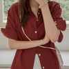 亚麻翻折袖口短袖衬衫 | 甄选亚麻混纺面料，基础版型宽松松弛，老钱风的利落大气【3-5天发货】 商品缩略图0