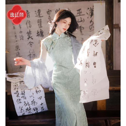 逸红颜《荞雪》26年夏新朦胧感刺绣蕾丝花边新中式半透纱质披肩女 商品图4
