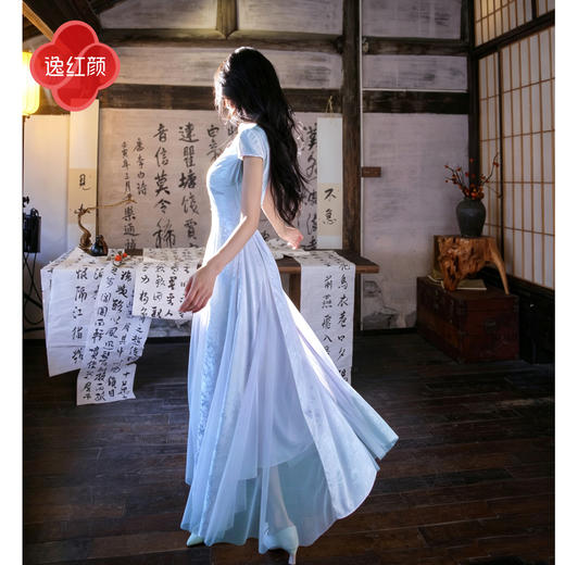 逸红颜《花织序》26夏新梦幻亮片蕾丝超大摆网纱插片提花连衣裙女 商品图3