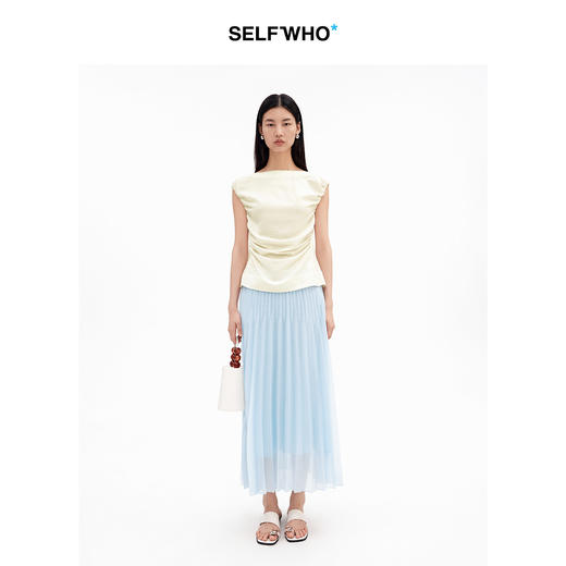 SELFWHO法式立体压褶半身裙女2026夏新款宽松气质中长款a字百褶裙 商品图2