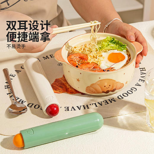 摩登主妇釉下彩泡面碗带盖一人食餐具陶瓷碗个人专用碗泡方便面碗 商品图3