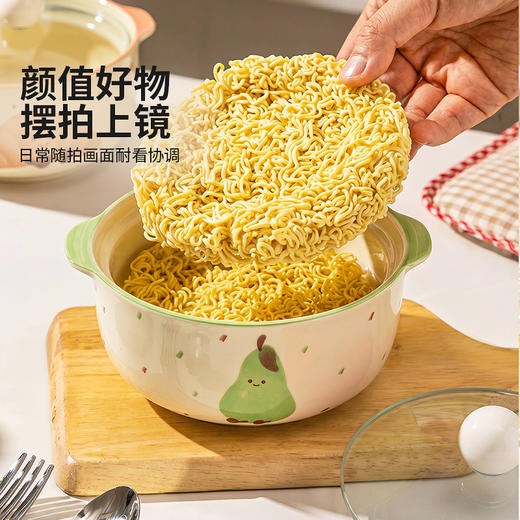摩登主妇釉下彩泡面碗带盖一人食餐具陶瓷碗个人专用碗泡方便面碗 商品图4