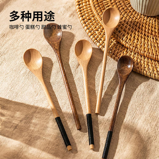 摩登主妇日式咖啡勺木质长柄搅拌勺甜品勺蜂蜜勺酸奶勺迷你小勺子 商品图4