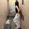 西遇莱赛尔白色蕾丝拼接阔腿裤女2026夏季新款高腰宽松直筒九分裤SS060559 商品缩略图4