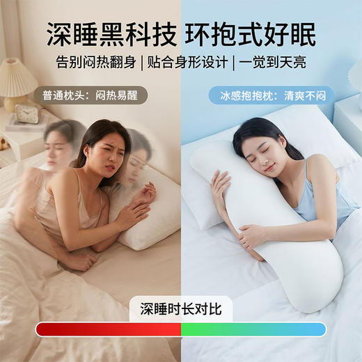 加倍生活 A类深睡眠凉感波浪形加大抱抱枕 105*30cm 成人孕妇夹腿枕海马枕 可拆洗 品牌直发 商品图2