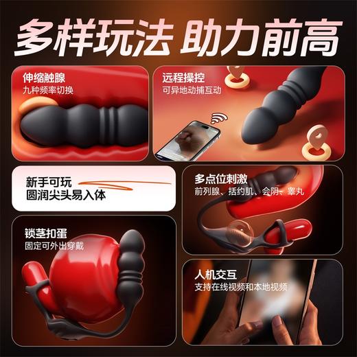【情趣用品】谜姬 动捕伸缩前列腺震动按摩锁茎穿戴【控价产品】 商品图3