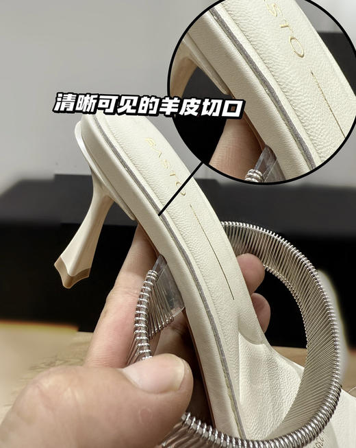 正品“百思图”女士露趾羊皮凉鞋/拖鞋 商品图6