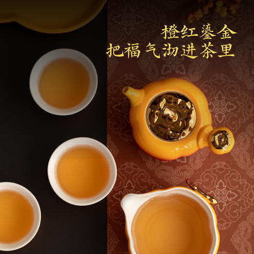 「上新了故宫」事事如意茶具 | 一壶一公道四杯一茶盘，德化白瓷冰玉骨，柿子为器，如意为纹 商品图1