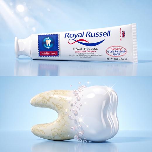 超值3/5支装！【英国原装进口】持证美白！🔥牙渍"橡皮擦"！Royal Russell 罗素美白清新牙膏 温和美白 持久留香 120g/*支 商品图2