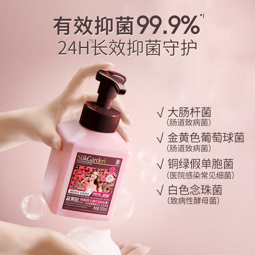 【3瓶装】蔬果园 抑菌洗手液 乌木玫瑰 500ml*3瓶 云朵泡沫净护香随 商品图2