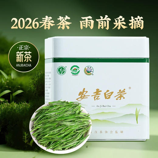 【中秋】茶叶 安吉白茶 2026新茶 春茶 绿茶 茶叶罐装 茶饮 五虎 125g(买1送1同款，配手提袋) 商品图0