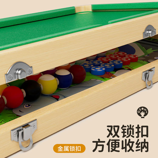 【一桌多玩 双面可折叠】巧手未来koosvell儿童多合一台球桌游 实木桌面台球 益智玩具 家庭亲子互动游戏 冰壶/保龄球/五子棋冰球/画板 男孩女孩生日礼物 商品图4