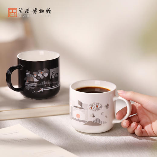 苏州博物馆 方寸苏博马克杯黑/白几何江南银色贴花精选陶瓷咖啡杯茶杯办公室日用下午茶 商品图4