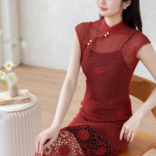 苏苏姐家冰花旗袍裙手工diy衣服钩针蕾丝编织毛线团材料包 商品图1
