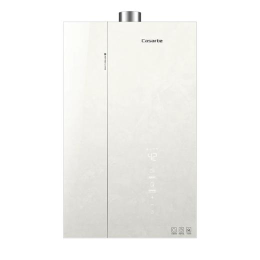 卡萨帝 热水器 JSLQ27-16CV3ECOU1 燃气沐浴器 无界系列 素心米 电子脉冲点火 天然气 一级能效 16(kg/min)  触控式 钢化玻璃 冷凝恒温 商品图0