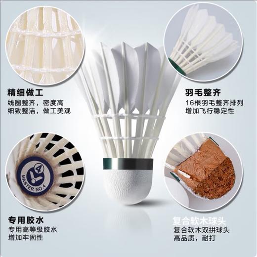威克多VICTOR羽毛球12只装鹅毛球比赛训练用球大师4号 MS4羽毛球 商品图5