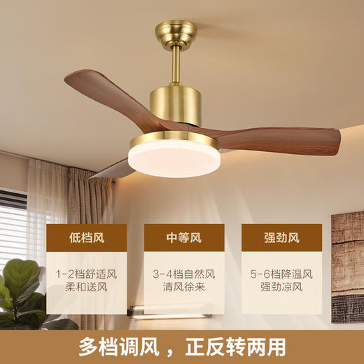 「新品🔥青春版」欧普照明木纹简约中古大风量开叶风扇吊灯客厅智控风扬【预售30天内发货】 商品图1