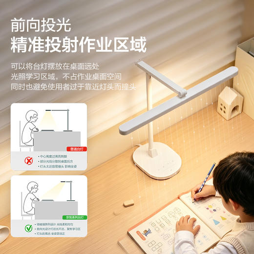欧普AAAAA级双芯护眼台灯阅读书桌宿舍学习灯学生T形台灯小路灯米博 商品图4