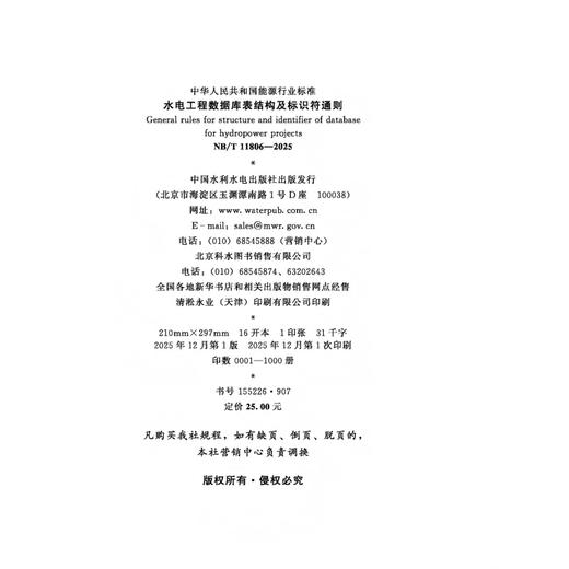 水电工程数据库表结构及标识符通则（NB/T 11806—2025） 商品图2