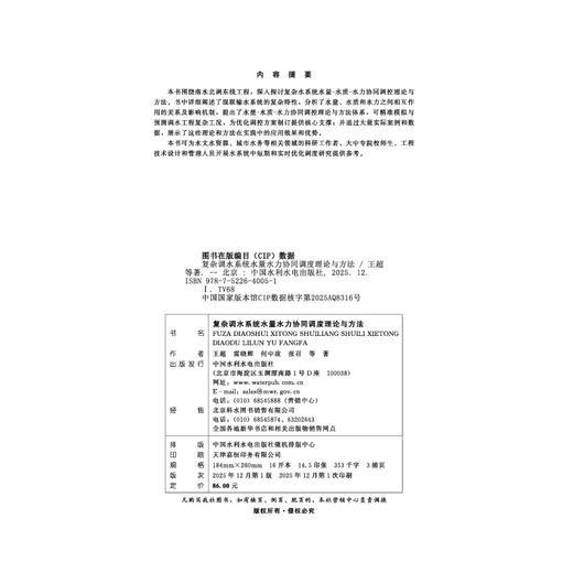 复杂调水系统水量水力协同调度理论与方法 商品图2