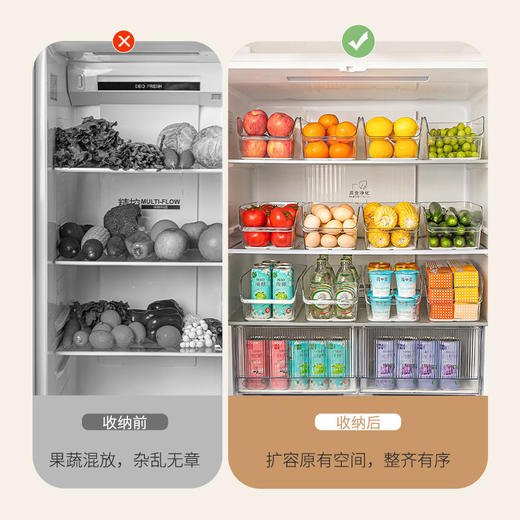 摩登主妇冰箱收纳盒鸡蛋水果食品级整理盒抽屉式带沥水隔板保鲜盒 商品图1