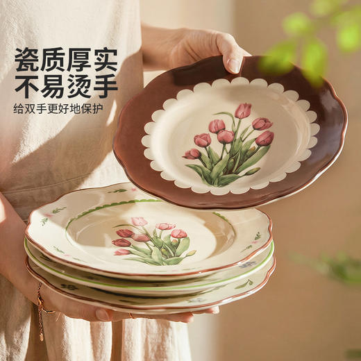 摩登主妇釉下彩中式盘子家用菜盘2026新款陶瓷餐具西餐甜品早餐盘 商品图1