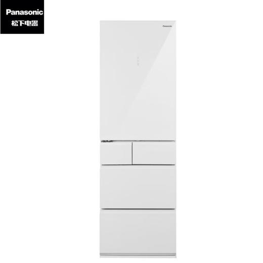 松下 冰箱 NR-E412BG-W（右门）387升 多门 白色 玻璃面板 风冷 二级能效 变频 单循环 LED数码屏显示 智能APP 零嵌 电脑控温 商品图0
