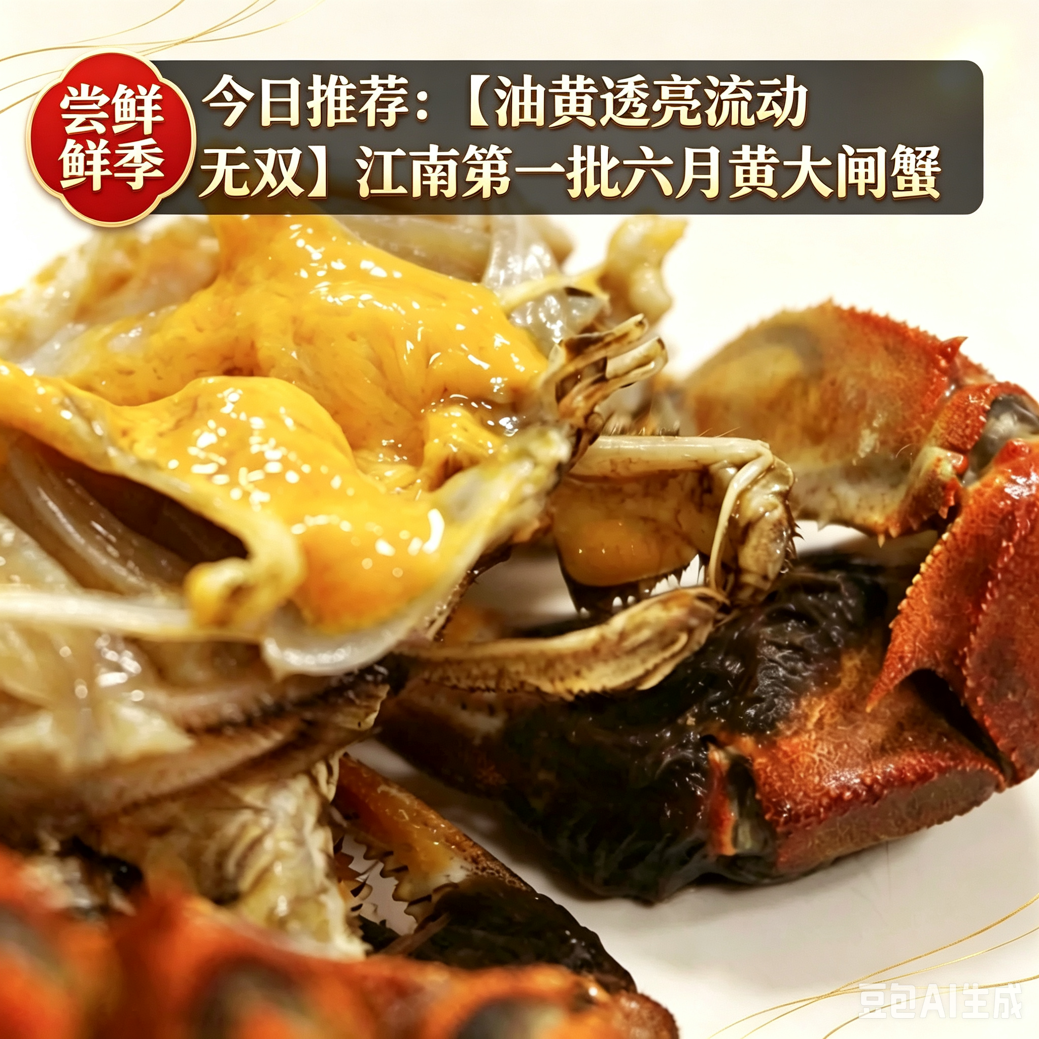 大闸蟹 |【油黄透亮流动 鲜嫩无双】江南第一批六月黄大闸蟹