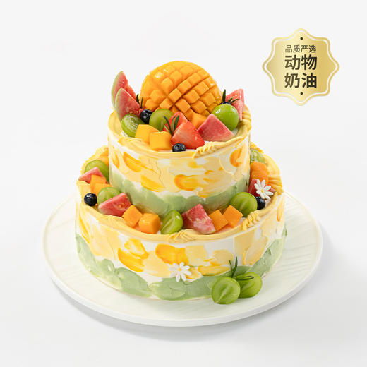 【芒芒盛夏】夏日缤纷鲜果蛋糕，大块鲜切芒果堆顶，搭配脆嫩爆汁的青提、清甜芭乐与草莓，柔滑奶油裹着满溢果香，每一口都是鲜活的夏天（149.9/169.9/229.9/289.9） 商品图4