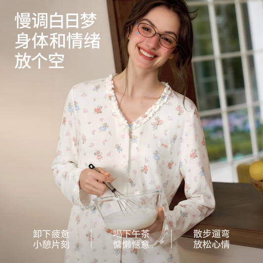 【家居服专场】嫚熙奶霜柔女士睡衣夏季透气轻盈软糯女款长袖家居服套装2026新款 商品图3
