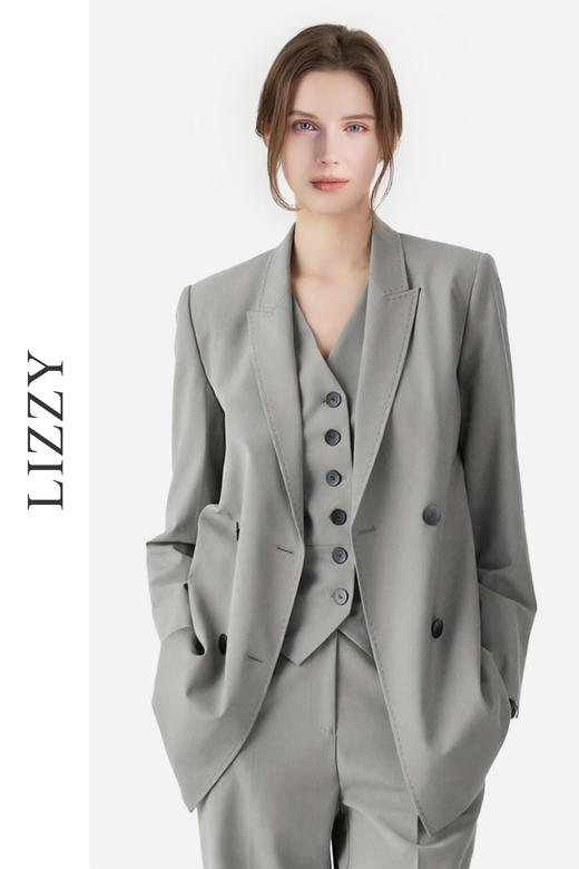 LIZZY老钱风宽松开叉通勤气质西装外套秋季女8199 商品图5