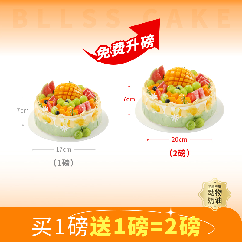 【免费升磅-买1磅送1磅，到手2磅】芒芒盛夏/果粒满满水果蛋糕，多种水果铺满顶层，每一口都是鲜活的夏天（今日特惠）