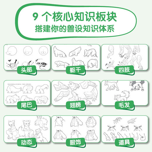 兽设绘画技法专项训练手册 兽设OC教程临摹画册图集Furry二次元设定 动物拟人插画 商品图4