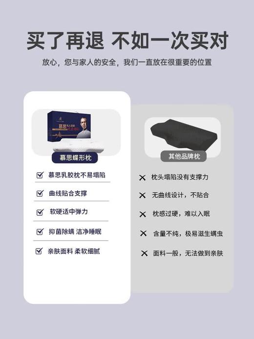 慕思（de RUCCI）颈椎枕 蝶形乳胶枕头 泰国进口乳胶含量 90%以上 礼盒装 商品图5