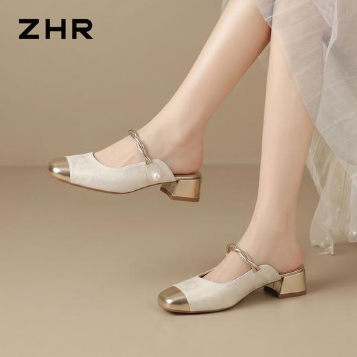 ZHR则则国风优雅珍珠穆勒拖鞋增高包头拖2026夏季新款玛丽珍女鞋★ 商品图9