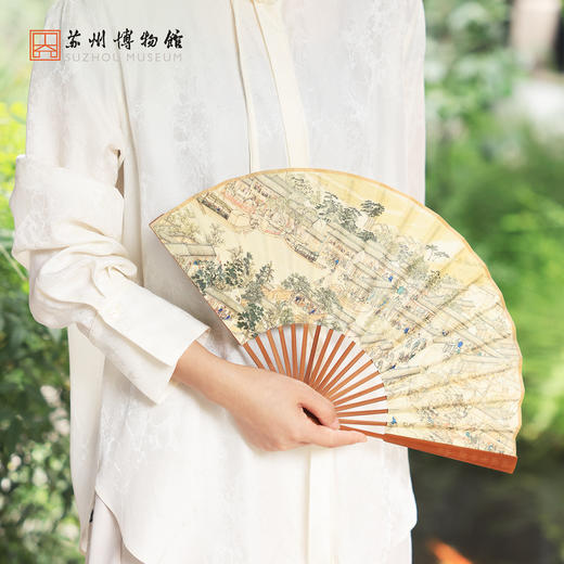苏州博物馆 姑苏繁华图特展系列宣纸折扇配拎袋头青竹8寸锦盒送礼 商品图3