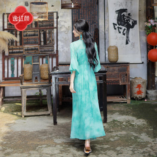 【多件多折】逸红颜《碧波潋滟》26年夏新款江南碧色晕染两件套新中式连衣裙女 商品图3