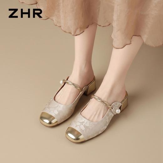 ZHR则则国风优雅珍珠穆勒拖鞋增高包头拖2026夏季新款玛丽珍女鞋★ 商品图7
