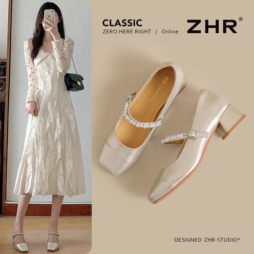 ZHR则则法式浅口方头粗跟高跟鞋单鞋2026夏季新款玛丽珍女鞋百搭★ 商品图3