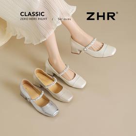 ZHR则则法式浅口方头粗跟高跟鞋单鞋2026夏季新款玛丽珍女鞋百搭★