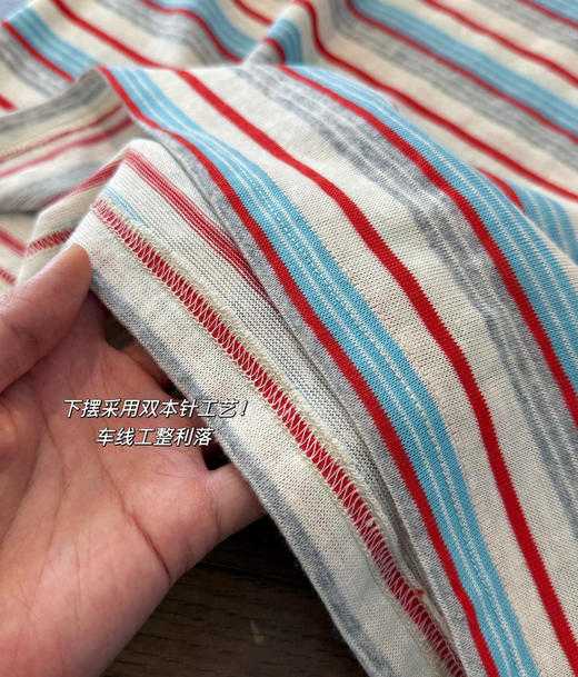 复古红蓝白条纹T恤 商品图7