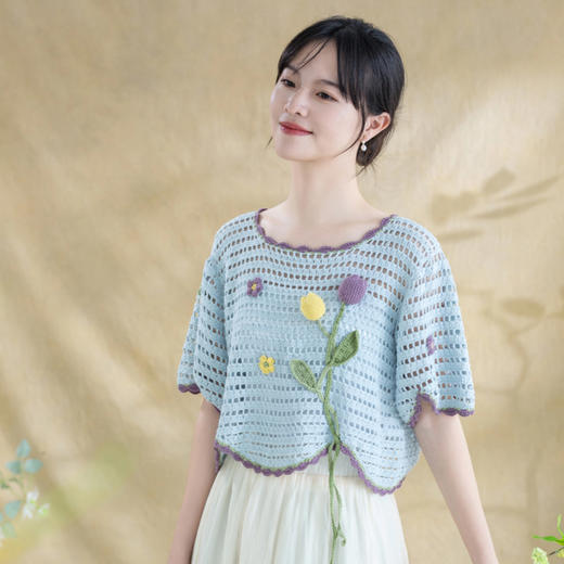 苏苏姐家郁金香短款花苞衣手工diy编织毛线团钩针衣服自制材料包 商品图2