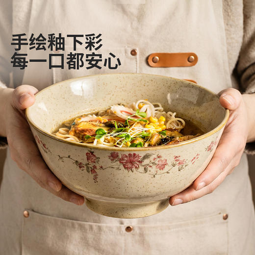 摩登主妇釉下彩斗笠面碗家用2026新款餐具陶瓷汤面拉面碗吃面大碗 商品图1