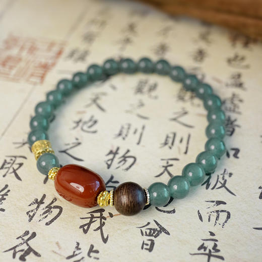 BAOFANDI宝梵迪天然蓝水翡翠沉香女款新中式串珠高级国风半山半蓝水翡翠手串BF 商品图10