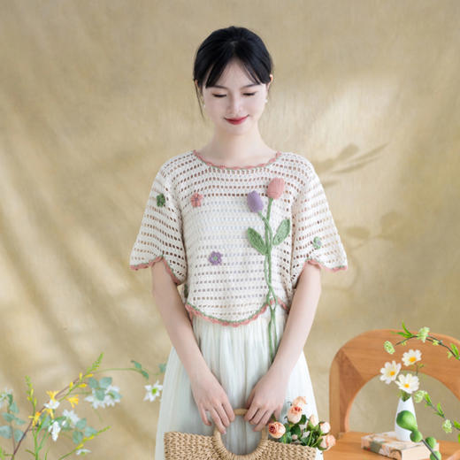 苏苏姐家郁金香短款花苞衣手工diy编织毛线团钩针衣服自制材料包 商品图1