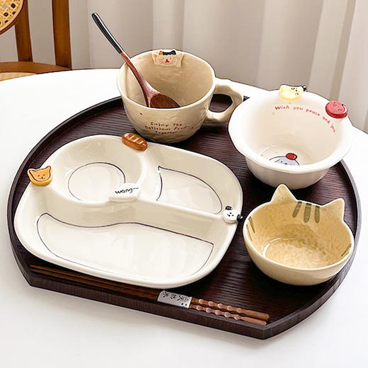 摩登主妇可爱一人食餐具仪式感套装碗碟brunch餐盘月子碗盘筷托盘 商品图1